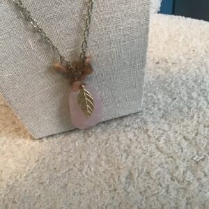 Rose Quartz Leaf Necklace