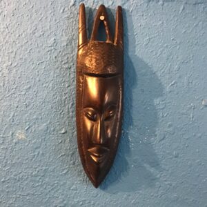 Small Very Dark Brown Horned Wall Mask