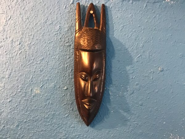 Small Very Dark Brown Horned Wall Mask