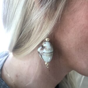 White and Brown Polished Stone Earrings