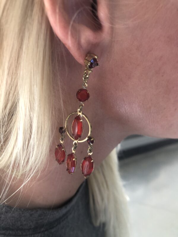 Red Stone Dream Catcher Earrings (Plastic Stones) - Image 3