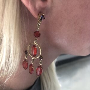 Red Stone Dream Catcher Earrings (Plastic Stones)