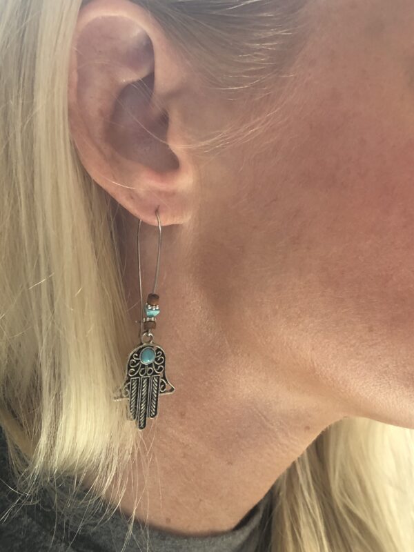 Hanging Hamsa Hand Earrings - Image 3
