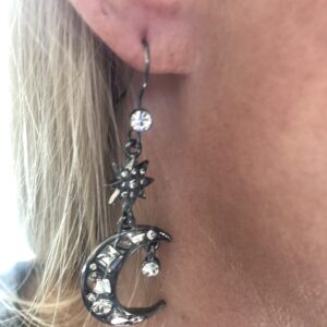 Sparkly Star And Moon Earrings