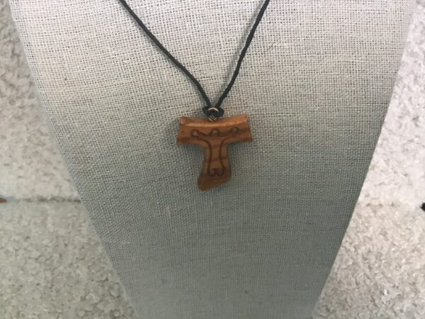 Unique Shaped Wood Crucifix Necklace