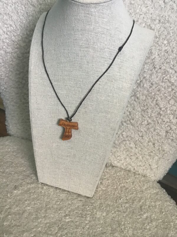 Unique Shaped Wood Crucifix Necklace - Image 3
