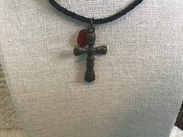Fancy Cross and Red Bead Necklace - Image 2
