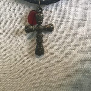 Fancy Cross and Red Bead Necklace