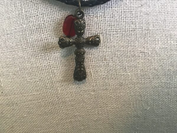 Fancy Cross and Red Bead Necklace