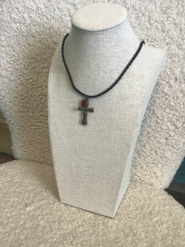 Fancy Cross and Red Bead Necklace - Image 4