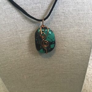 Turquoise Pendant in Copper Wire