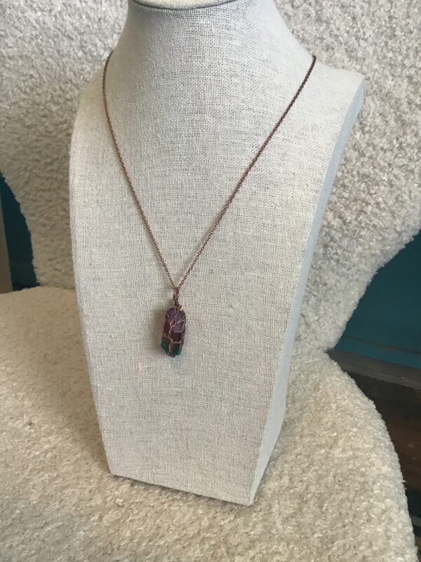Purple and Green Stone in Wire Necklace - Image 3