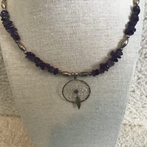 Purple Beaded Dream Catcher Necklace