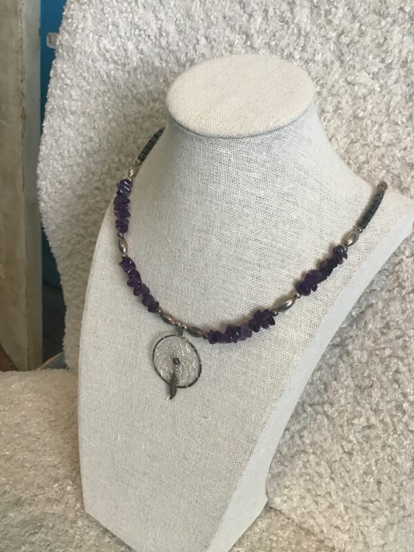 Purple Beaded Dream Catcher Necklace - Image 3