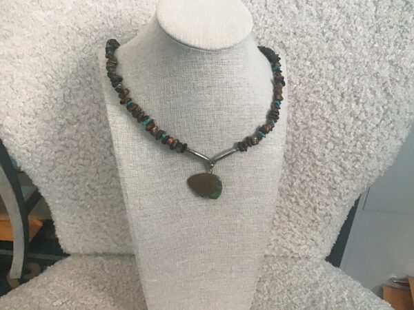 Tiger’s Eye, Turquoise, and Silver Set (Necklace, Earrings, Bracelet) - Image 7