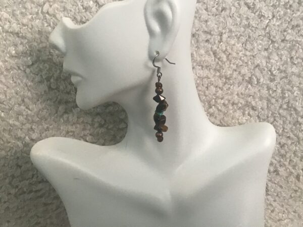 Tiger’s Eye, Turquoise, and Silver Set (Necklace, Earrings, Bracelet) - Image 5