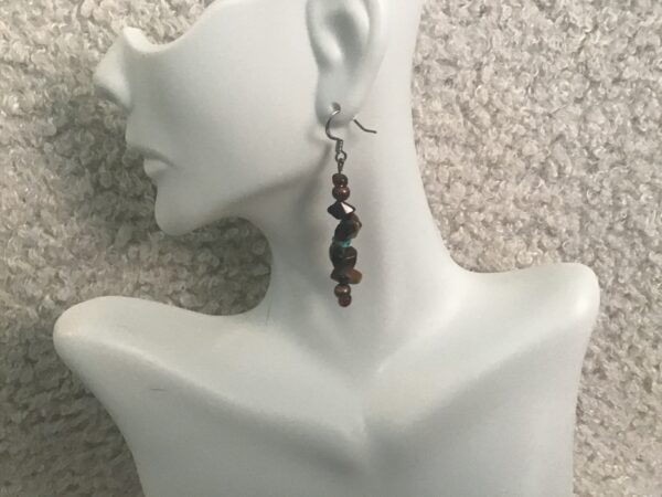 Tiger’s Eye, Turquoise, and Silver Set (Necklace, Earrings, Bracelet) - Image 4
