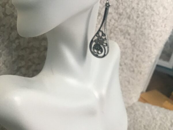 Teardrop Shaped Tree of Life Earrings - Image 2