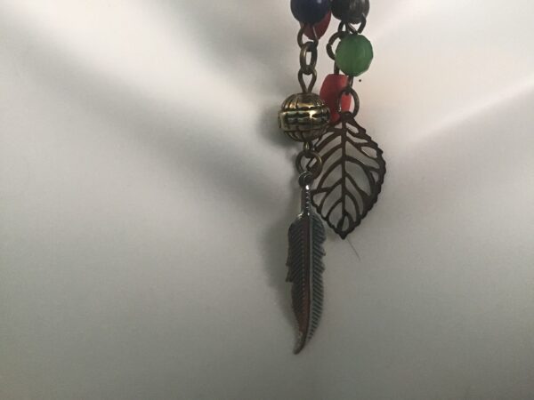 Feather and Leaf Dangling Strand Earrings - Image 3