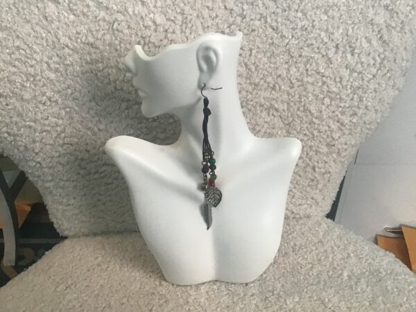 Feather and Leaf Dangling Strand Earrings - Image 4