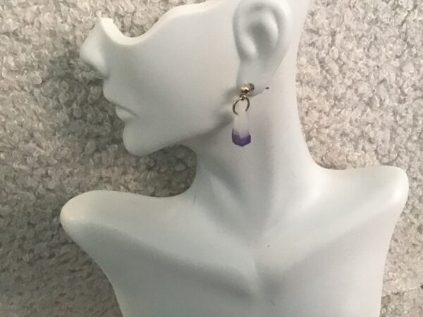 Purple and White Dangling Earrings (One Side Has Earcuff)