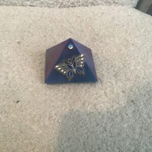 Cobalt Blue Pyramid with Butterfly Image