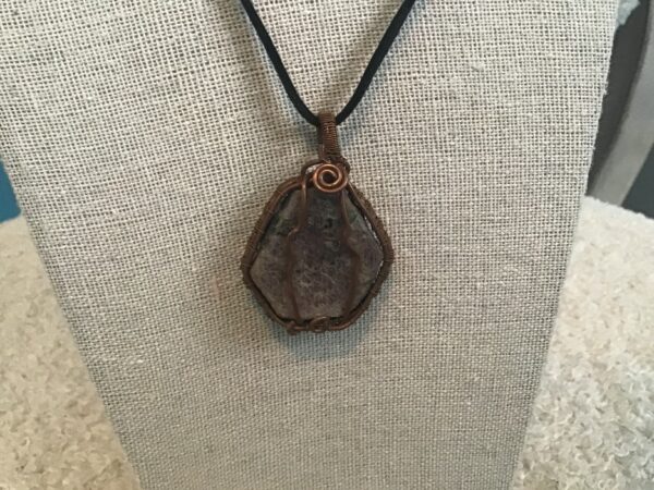 Stone in Wire Pendant (Spiral Symbol)