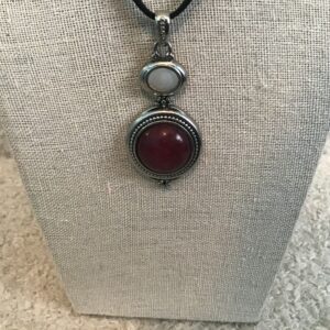 Maroon and Pearl Colored Stones Pendant