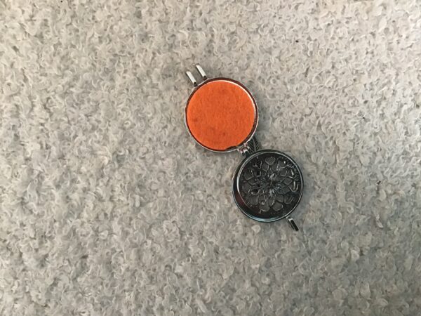 Silver Colored Orange Backed Dream Catcher Necklace (Single Feather and Turquoise Beads) - Image 4