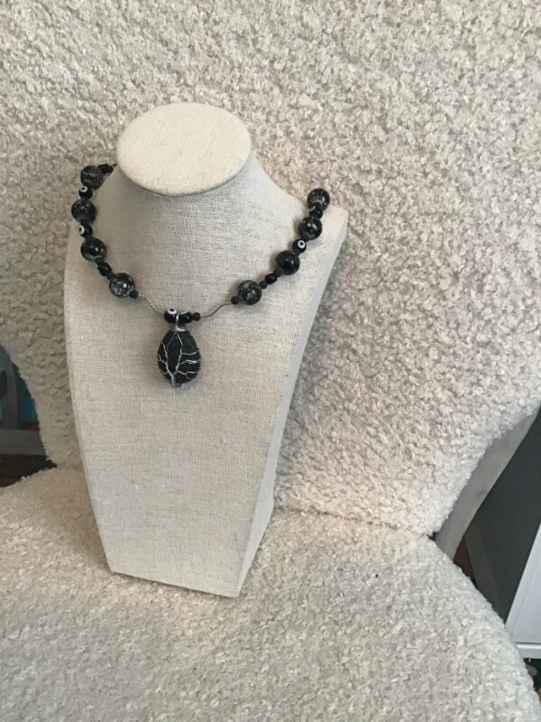 Lava Rock in Wire, Evil Eye Necklace - Image 5