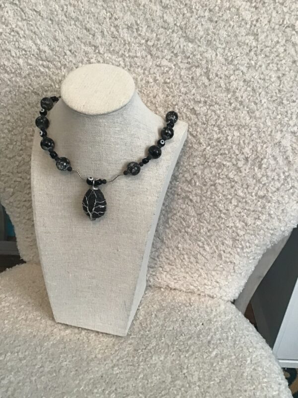 Lava Rock in Wire, Evil Eye Necklace - Image 4