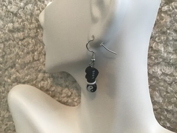 Love Heart and Yin Yang Earrings - Image 2