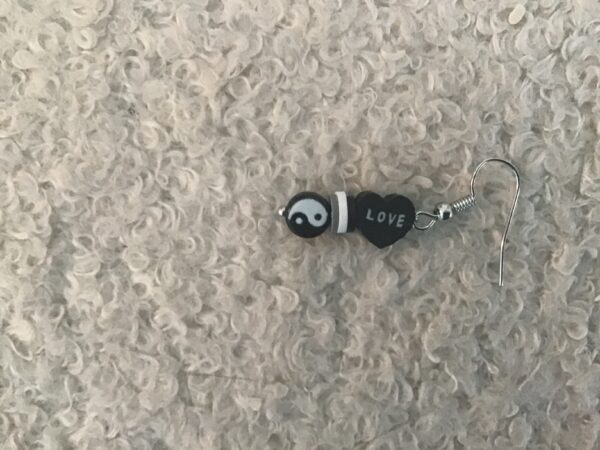 Love Heart and Yin Yang Earrings - Image 4