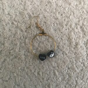 Love Heart/ Heart Shaped Yin Yang Symbol Dangling Hoop Earrings