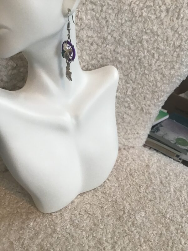 Purple Beaded Dream Catcher and Turtle Earrings - Image 3