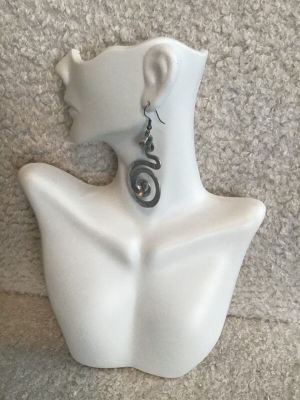 Silver  Colored Spiral Earrings - Image 3