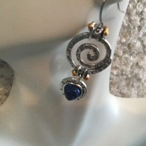 Spiral Symbol and Blue Bead Earrings