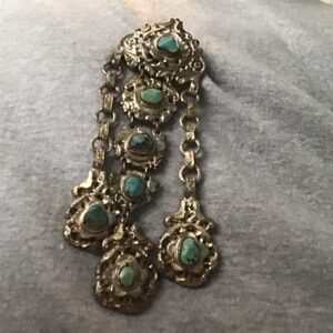 Silver Colored and Turquoise Colored Hanging Pin