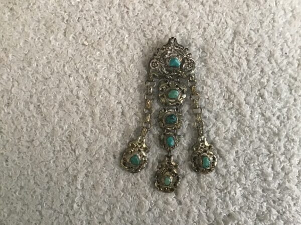Silver Colored and Turquoise Colored Hanging Pin - Image 3