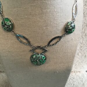 Stone Necklace: Possibly Jasper or Green Crushed Turquoise