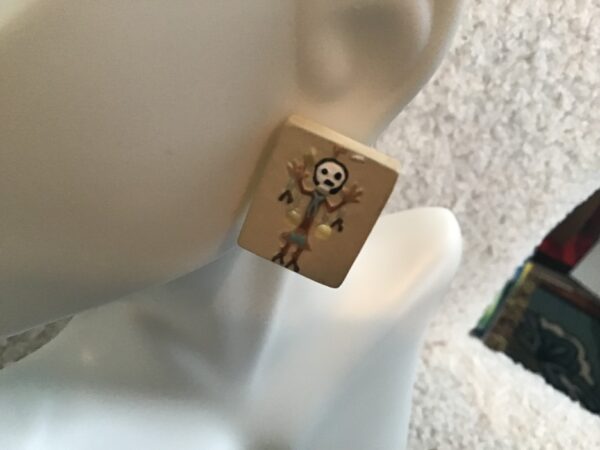 Stick Figure Shaman Square Earrings