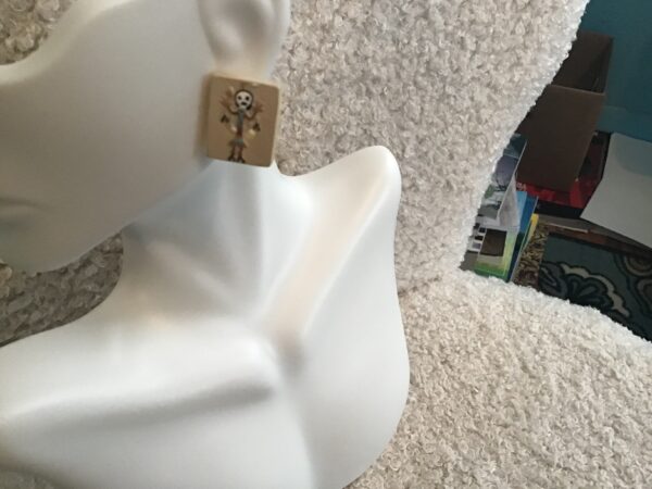 Stick Figure Shaman Square Earrings - Image 3