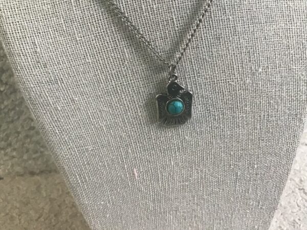 Thunderbird Turquoise and Silver Colored Necklace