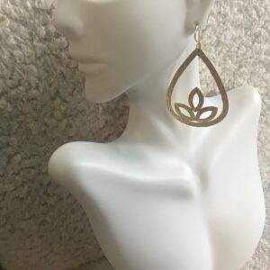 Teardrop Shaped Lotus Flower Dangling Earrings
