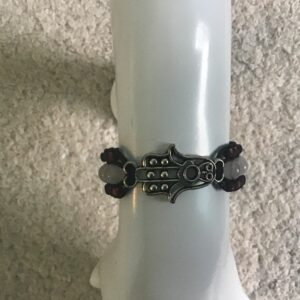 Hamsa Hand and White Bead Bracelet