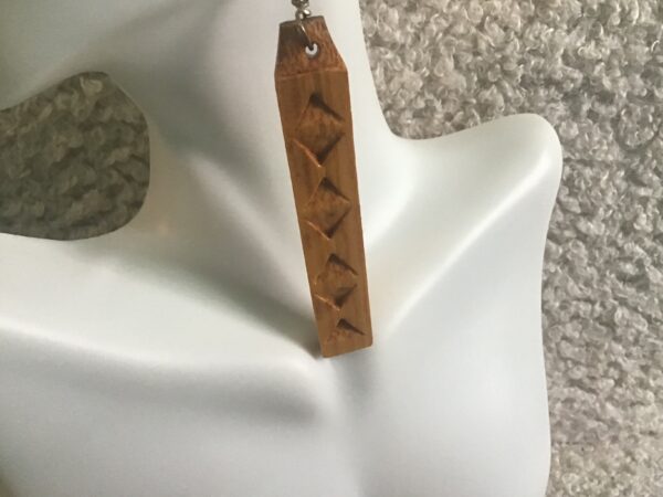 Wood Slat Earrings with Triangle Designs