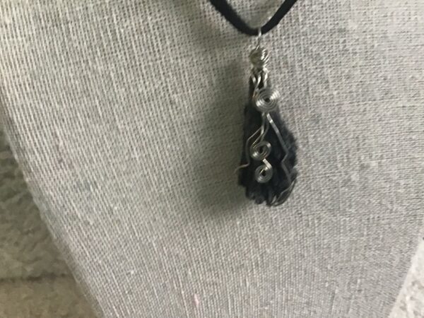 Petrified Wood and Spiral Symbol Pendant - Image 2