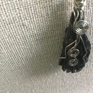 Petrified Wood and Spiral Symbol Pendant