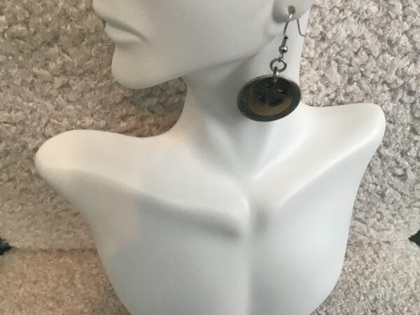 Gold and Silver Colored Peace Sign Earrings - Image 3
