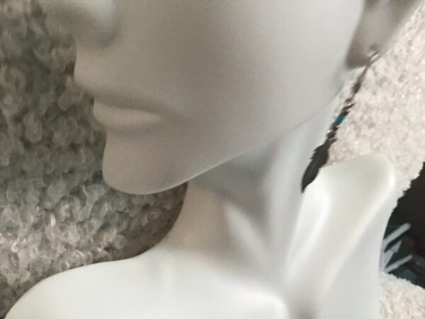 Feather and Cylindrical Turquoise Bead Earrings - Image 3